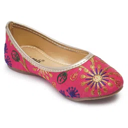boyz n galz Floral Embroidered & Sequin Embellished Mojaris - Pink image 3