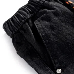 Babyhug Denim Mid Thigh Washed Shorts With Stretch - Black image 3