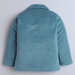 Fourfolds Velvet Woven Full Sleeves Textured Blazer With Hope Text Printed Tee & Pant Set - Sky Blue image 4