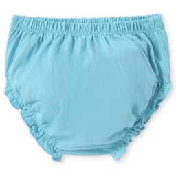 Babyhug Single Jersey Knit Half Sleeves Frock With Floral Print & Bloomer - Light Blue image 4