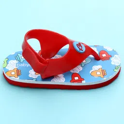 Babyoye Flip Flop With Velcro Closure & Rocket Print - Blue & Red image 4