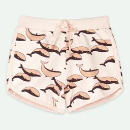Ariel Cotton Knit Pack Of 4 Whales & Typography Printed Shorts - Grey Yellow Peach & Sky Blue image 5