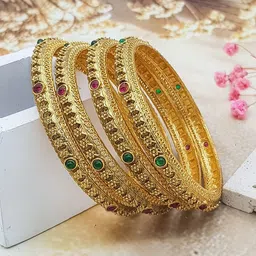 GRIIHAM Set Of 4 Gold Plated & Stone Studded Bangle-picture-27