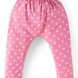 Babyhug Interlock Knit Full Length Floral & Polka Dots Printed Diaper Leggings Pack of 3 - Yellow Pink & Navy image 5