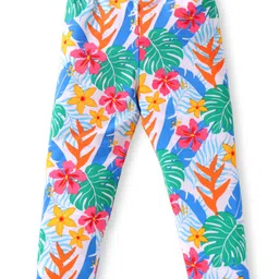 Babyhug Cotton Lycra Knit Full Length Leggings with Stretch Polka Dots & Floral Print Pack Of 3 - Pink & Mustard image 5