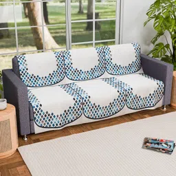 Myntra Elegant Homes Grey & Blue Velvet Sofa Cover-picture-34
