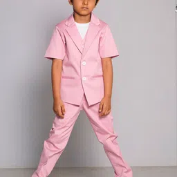 BAYA COUTURE Boys Notched lapel Pure Cotton Blazer With Trousers Clothing Set-picture-23