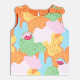 MINIKLUB Girls Multi Cotton Sleeveless Animal Printed Top-picture-2