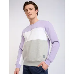 ColorPlus Lavender Cotton Regular Fit Colorblock Sweatshirt image 3