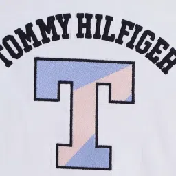 Tommy Hilfiger Girls White Embroidered Crew Neck Short Sleeves T-Shirt image 4