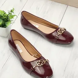 Elle Women's Wine Flat Ballets-picture-42