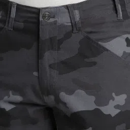 Peter England Grey Cotton Regular Fit Camouflage Joggers image 4