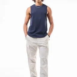 Bewakoof Navy Blazer Relaxed Fit Solid Vest image 4