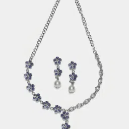 Zeneme Rhodium Plated AD Jewellery Set image 4