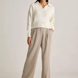 FNOCKS Women Comfort High-Rise Pleated Trousers-image-17