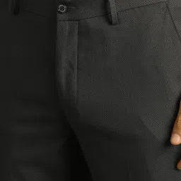 Louis Philippe Grey Slim Fit Texture Trousers image 4