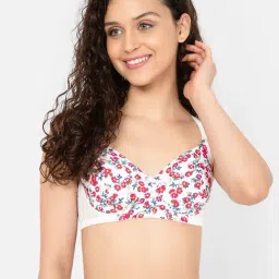 Clovia White Floral Padded T-Shirt Bra-image-28