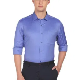 Arrow Blue Cotton Slim Fit Self Pattern Shirt-picture-38