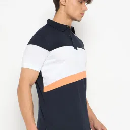 Duke Navy Slim Fit Colour Block Polo T-Shirt image 4