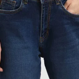 Forever 21 Dark Blue Cotton Distressed Jeans image 4