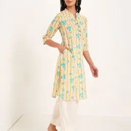 Rangmanch By Pantaloons Yellow Regular Fit Printed Kurta image 3