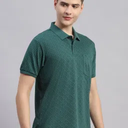 Monte Carlo Green Regular Fit Printed Polo T-Shirt image 4