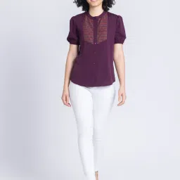 SHAYE Purple Printed Top image 4