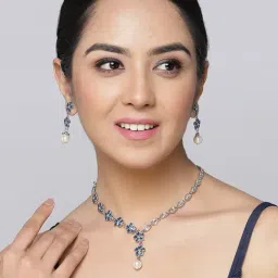 Zeneme Rhodium Plated AD Jewellery Set image 2