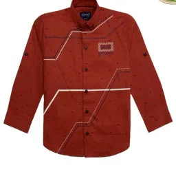 Cavio Kids Maroon Cotton Printed Full Sleeves Shirt-image-26