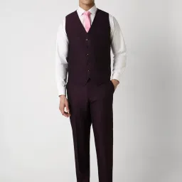 Van Heusen Purple Slim Fit Self Pattern Three Piece Suit image 4