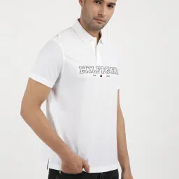 Tommy Hilfiger White Cotton Regular Fit Printed Polo T-Shirt image 4