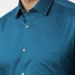 Van Heusen Blue Cotton Regular Fit Texture Shirt image 4