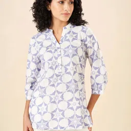 Akkriti by Pantaloons Blue Cotton Printed A Line Short Kurti image 4