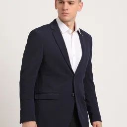 Turtle Navy Relaxed Fit Texture Blazer image 4