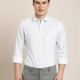 Turtle White Cotton Slim Fit Printed Shirt image 4