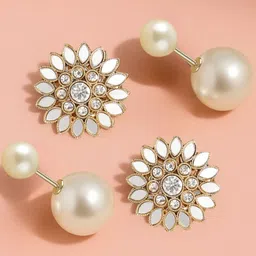 Anouk Set Of 2 Gold-Plated Brass Artificial Stones Earrings-picture-25