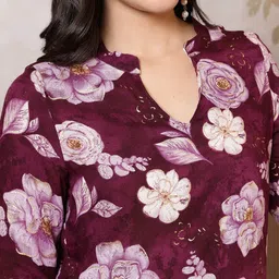 Anouk Rustic Floral Print Mandarin Collar Top image 4