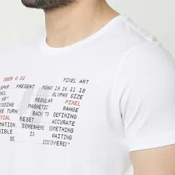 UnderJeans by Spykar White Regular Fit Printed Cotton Crew T-Shirt image 4