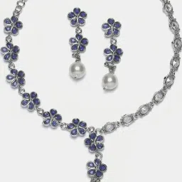 Zeneme Rhodium Plated AD Jewellery Set image 5