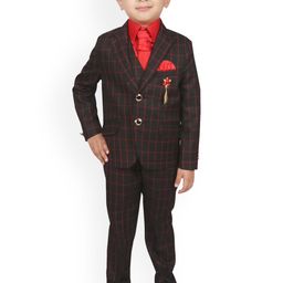 SG Yuvraj Boys Black & Red Checked Suit Set-picture-43