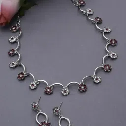 Zeneme Rose Gold Plated AD Jewellery Set-picture-10