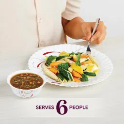 Larah by Borosil Boro Fluted White Opalware 33 Pieces Dinner Set image 4