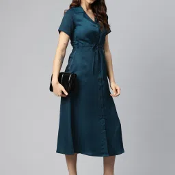 Cottinfab Teal Relaxed Fit Shirt Dress image 4