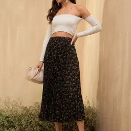 Rare Black Floral Print Skirt image 4