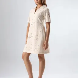 RAREISM Off White Cotton Embroidered Dress image 4