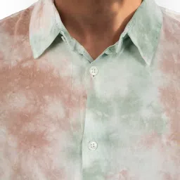 celio celio* Light Green Regular Fit Tie-Dye Shirt image 4