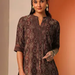 Libas Maroon Straight Fit Printed Kurti image 4