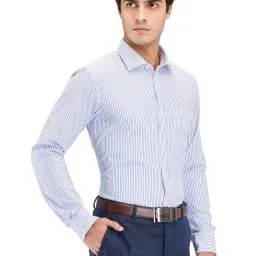 Park Avenue Blue Slim Fit Striped Shirt image 4