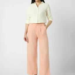 Van Heusen Peach Blended Regular Fit Mid Rise Trousers image 4