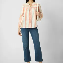 Van Heusen Cream Striped Shirt image 4